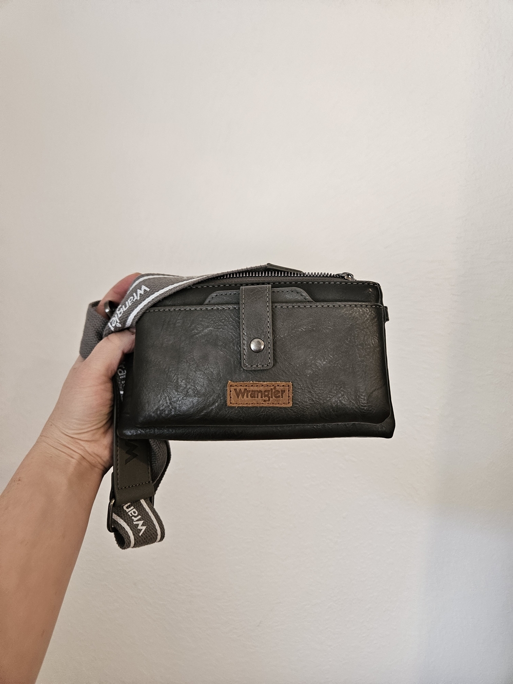 Wrangler Black Leather Crossbody Bag
